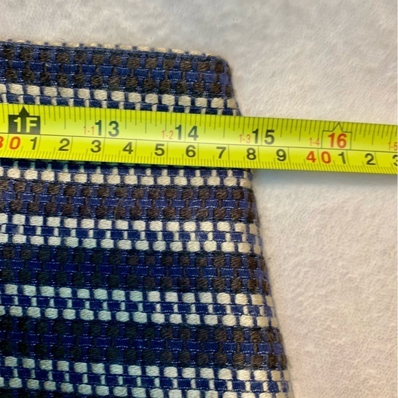 LOFT Mini Skirt Size 2 Blue Tan Black Woven Acrylic Cotton Full Lining Back Zip - Picture 12 of 12